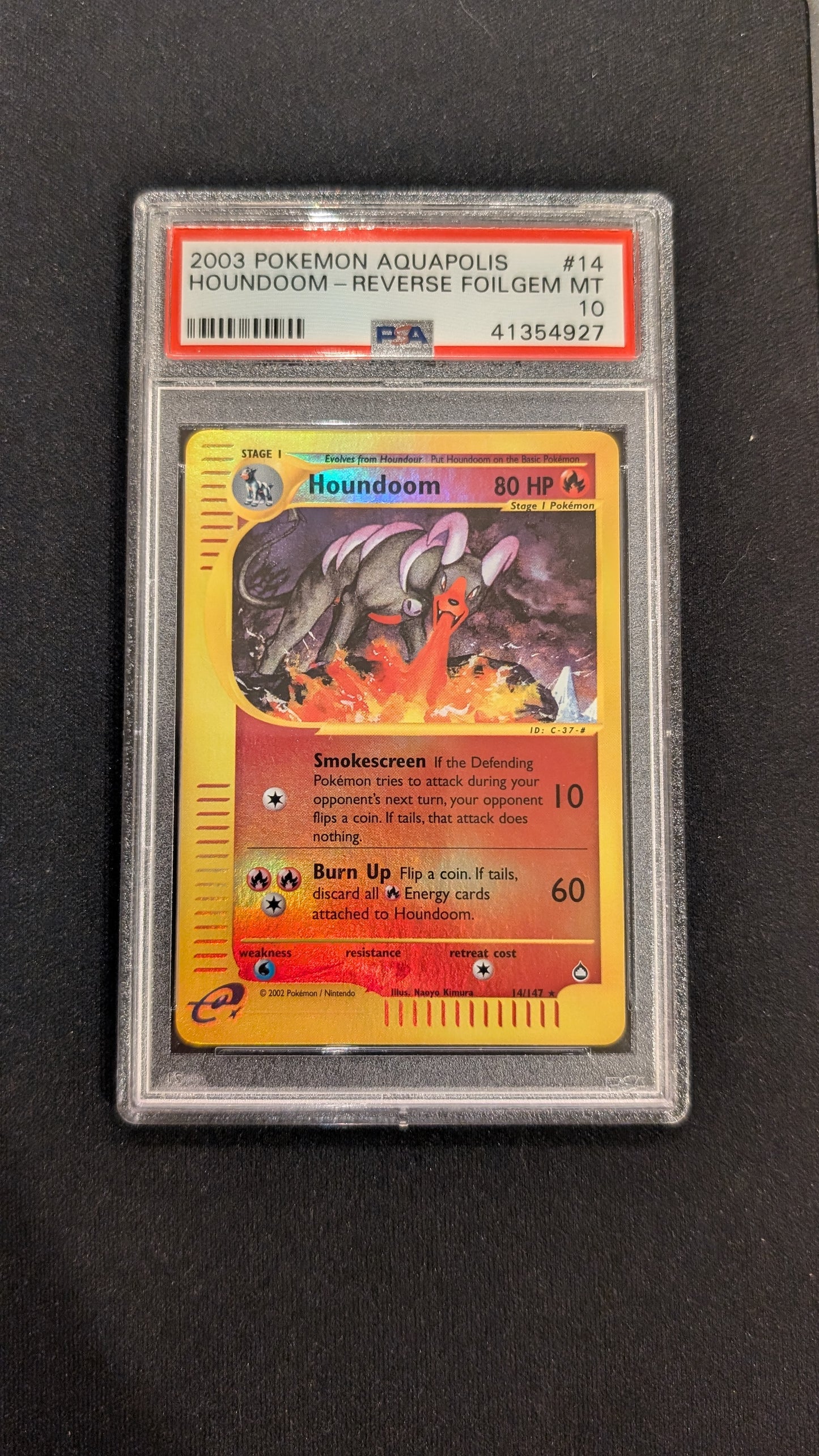 Houndoom Reverse Holo Aquapolis 14/147 PSA 10