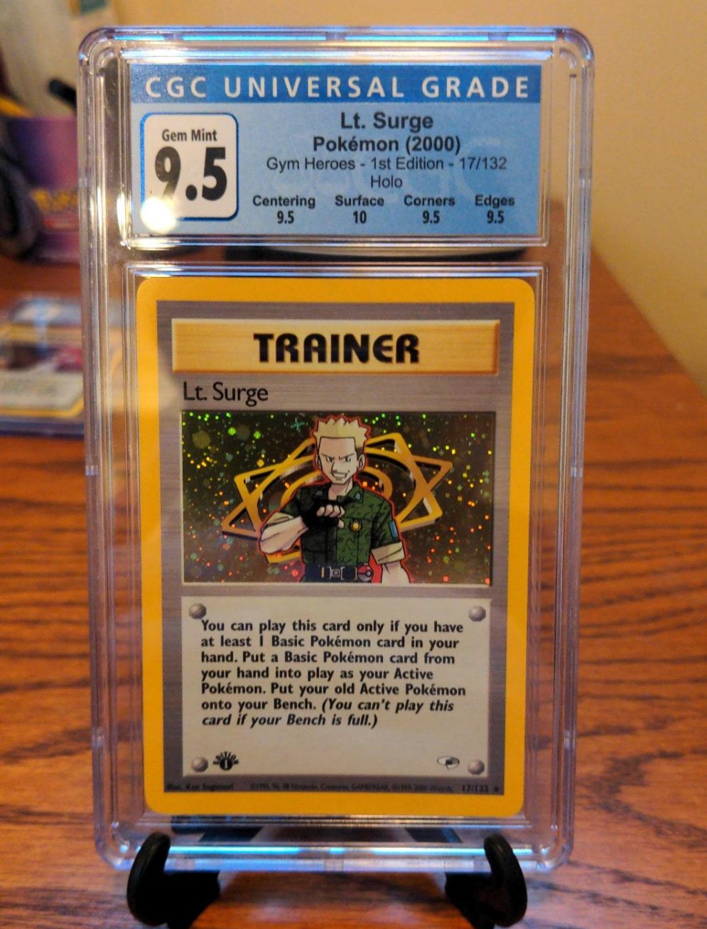 1st Edition Gym Heroes Lt. Surge Holo Trainer CGC 9.5